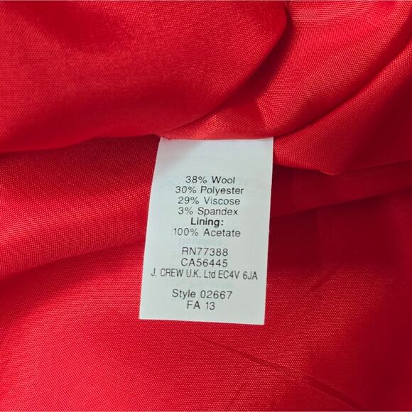 J. Crew red fit and flare wool blend sleeveless dress size 4 - Picture 6 of 9